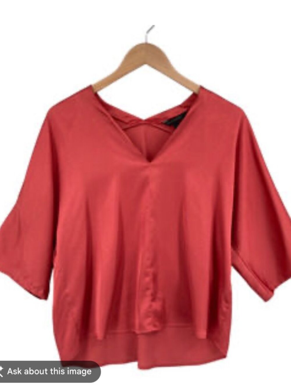 Banana Republic Women's V-Neck Satin Blouse in Coral size XS - Picture 2 of 3